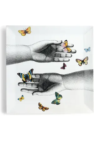 FORNASETTI Eckiges Mani e Farfalle Tablett (40cm x 40cm)