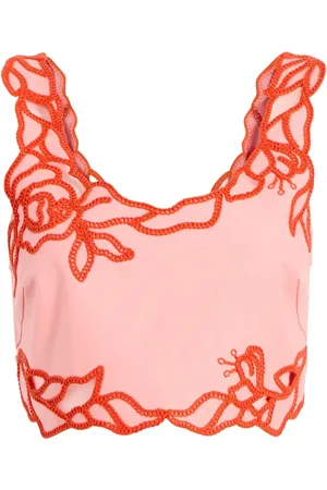 Cinq A Sept Cropped-Top mit Blumenstickerei
