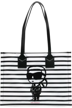 Karl Lagerfeld Mittelgroße Ikon Striped Tote Bag