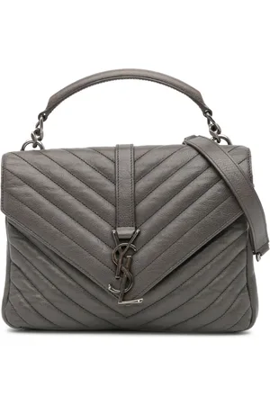 Saint Laurent 2016 mittelgroße Monogram Chevron Shearling College Satchel-Tasche