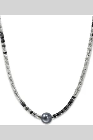 John Hardy Heishi Halskette aus Sterlingsilber mit Onyx und Perle