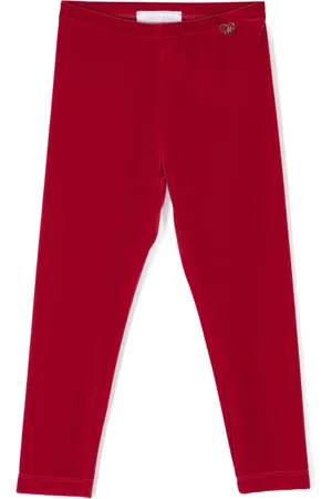 MONNALISA Leggings aus Samt mit Logo-Schild