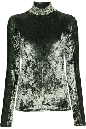 FORTE FORTE Samt-T-Shirt mit Stehkragen