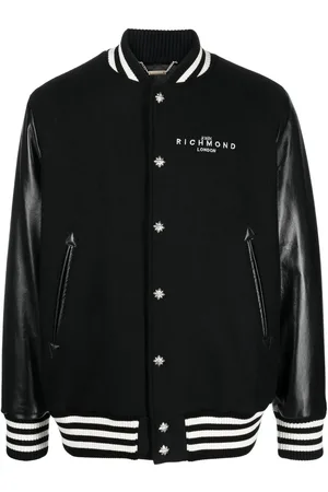 John Richmond Baseballjacke mit gestreiften Bündchen