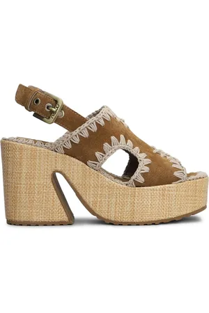 Mou Plateau-Sandalen aus Bast 100mm