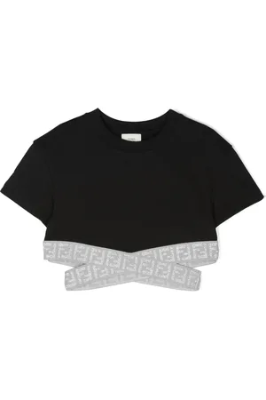 Fendi Cropped-T-Shirt mit Logo-Bund