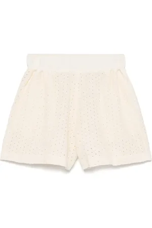 120% Lino Shorts mit Lochstickerei