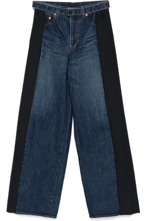 SACAI Contrast-panel wide-leg jeans