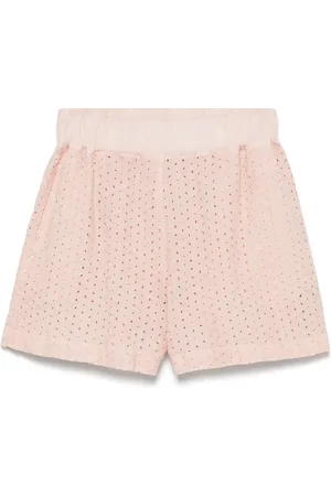 120% Lino Shorts mit Lochstickerei