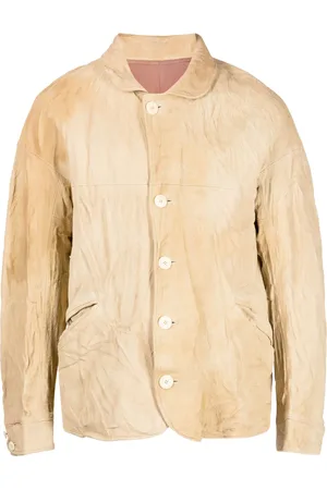 VISVIM Lederjacke mit Knitteroptik