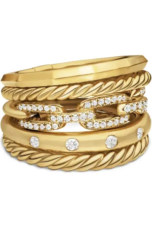 David Yurman 18kt Stax Five Row Gelbgoldring mit Diamanten 15mm