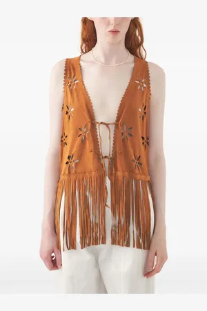 Antik Batik Weste mit Fransensaum