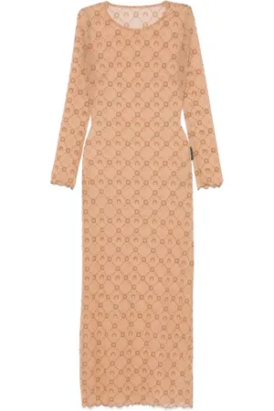 Marine Serre Mesh-Kleid mit Monogramm