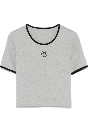 Marine Serre T-Shirt mit Sichelmond-Stickerei
