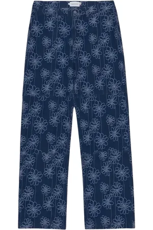 HONOR THE GIFT Indigo Jeans aus Blumenjacquard