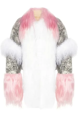 The Attico Wildlederjacke mit Shearling-Einsätzen