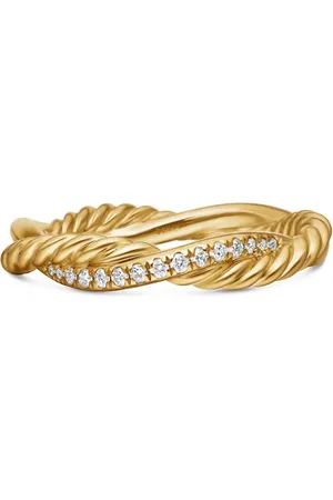 David Yurman 18kt Petite Infinity Gelbgoldring mit Diamanten 4mm