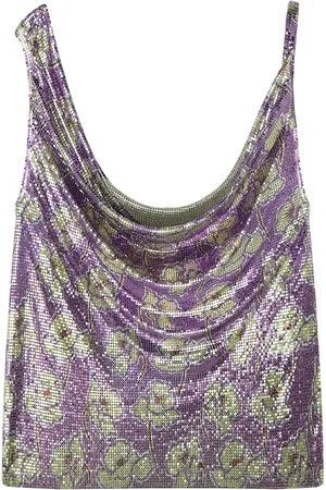 VERSACE Mesh-Oberteil mit drapiertem Kragen