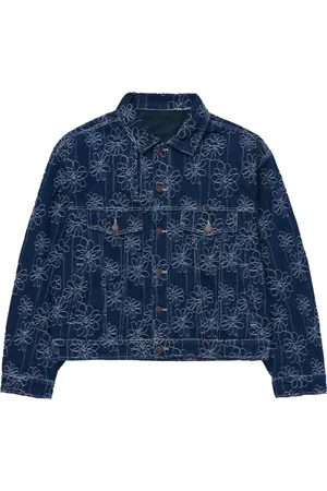 HONOR THE GIFT "Indigo" Jeansjacke aus Blumenjacquard