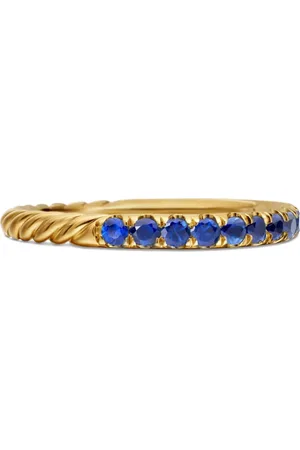 David Yurman 18kt Cable Collectibles Gelbgoldring mit Saphiren 2mm