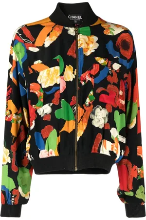 CHANEL 1990-2000s Bomberjacke mit Blumen-Print
