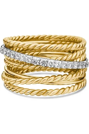 David Yurman 18kt Crossover Gelbgoldring mit Diamanten 12mm