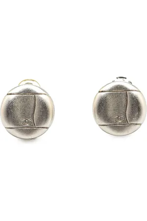 CHANEL 1998 Silver CC Clip On Earrings costume earrings