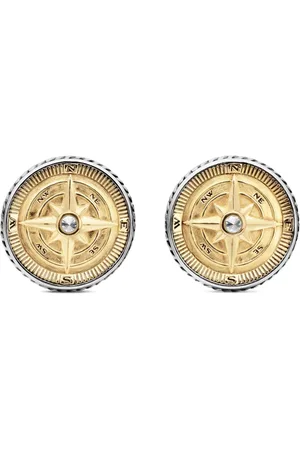 David Yurman 18kt Maritime Compass Gelbgold- und Sterlingsilbermanschettenknöpfe mit Diamant 16mm