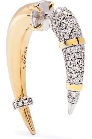 Rainbow K 14kt Horn Gelb- und Weißgoldohrring mit Diamanten