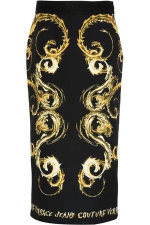 VERSACE Midirock mit Watercolor Couture-Print
