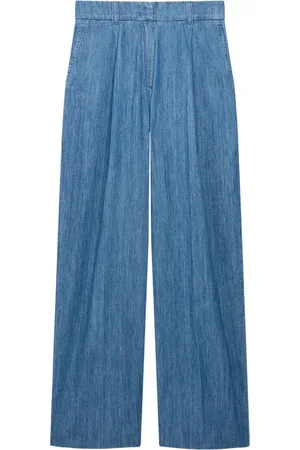 Another Tomorrow Chambray-Hose mit weitem Bein