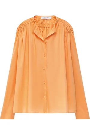 Another Tomorrow Bluse mit Raffungen