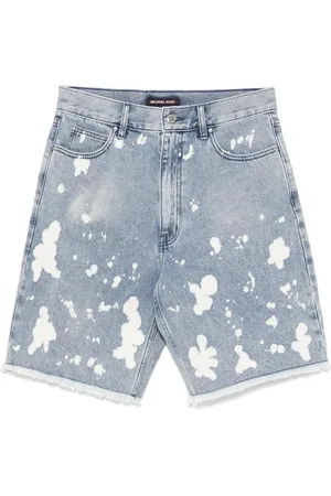 Michael Kors Ausgefranste Jeans-Shorts mit Farbklecks-Print