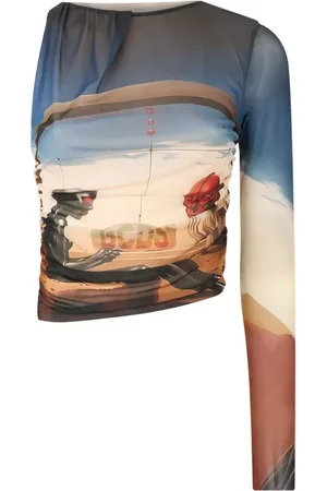 GCDS Creatures One-Shoulder-Top aus Tüll
