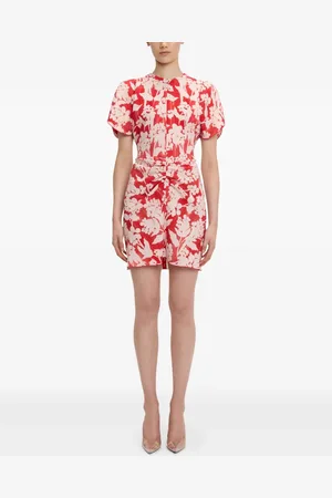 Victoria Beckham Gerafftes Kleid mit Blumen-Print