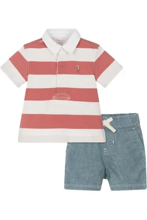 Ralph Lauren Gestreiftes Set aus Chambray-Shorts und Poloshirt
