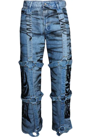 Who Decides War Windged Logo Bondage Jeans