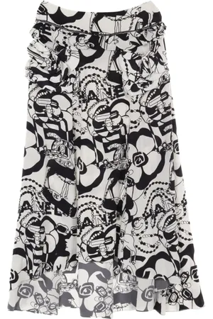 CHANEL 1986-1988 Midirock mit grafischem Print