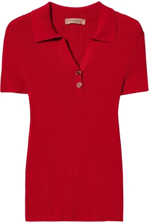 Twin-Set Fein geripptes Poloshirt