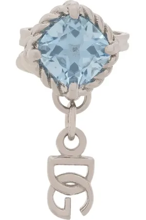 Dolce & Gabbana Einzelner 18kt Weißgoldohrring mit Topas