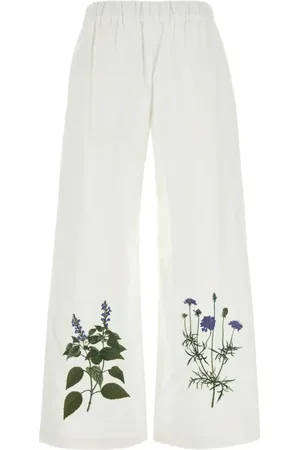 Max Mara Weite Hose mit Blumen-Stickerei