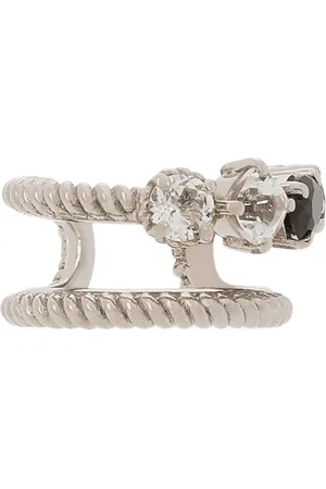 Dolce & Gabbana Einzelner 18kt Weißgold-Ear Cuff mit Topas und schwarzem Spinell