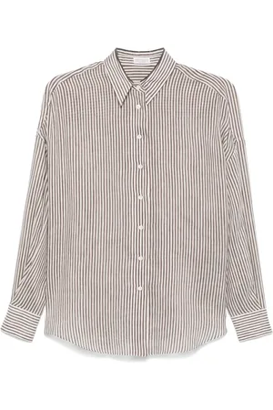 Brunello Cucinelli Gestreiftes Organza-Hemd