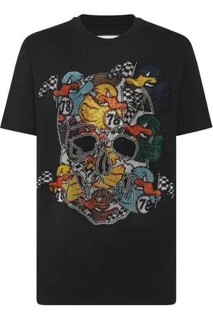 Philipp Plein T-Shirt mit perlenverziertem Totenkopf