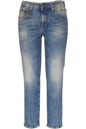 R13 Ausgeblichene Cropped-Jeans