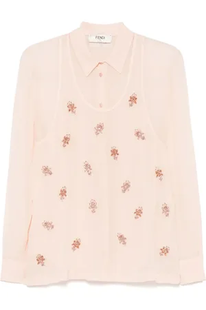 Fendi Georgette-Hemd mit Stickerei