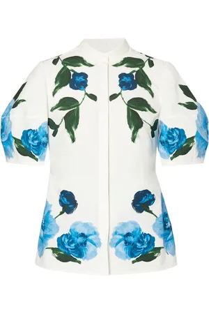 Erdem Geblümte Bluse mit Puffärmeln