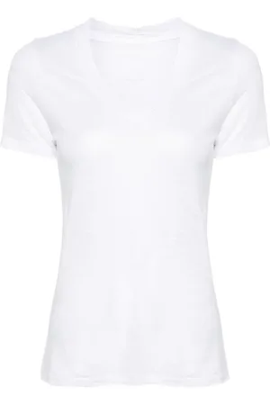 120% Lino Leinen-T-Shirt mit V-Ausschnitt