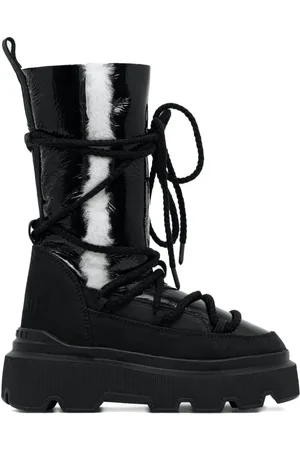 INUIKII Bikerstiefel aus Lackleder mit Schnürung