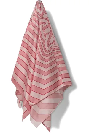 Lanvin Gestreifter Seidenschal mit Logo